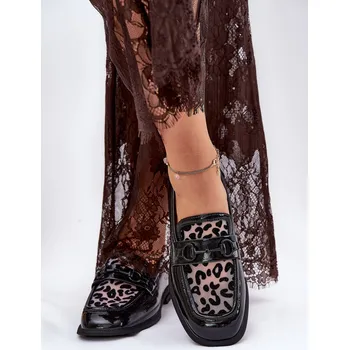 Dámské mokasíny Kožené Lakované Mokasíny S Mřížkou Vinceza 31931 Barva: Černá, Velikost: 36