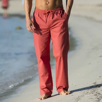 Dámské kalhoty Pohodlné plátěné kalhoty tomatová 44/46