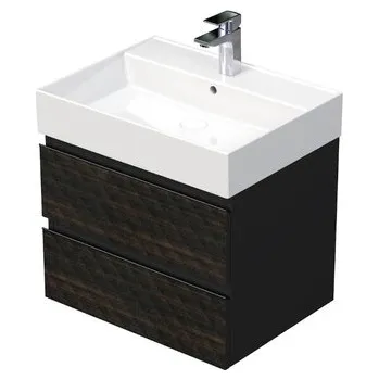 Koupelnový nábytek Koupelnová skříňka s umyvadlem SAT Cube Way 60x47,5x46 cm hnědá mat CUBE3D46602ZHSAT