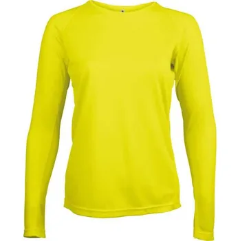 Proact Ladies' Long-sleeved Sports T-shirt, žlutá (Safety Green)