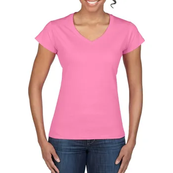 Gildan Softstyle® Ladies' V-neck T-shirt, růžová (Azalea)