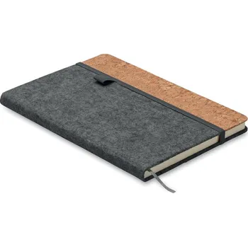 Korkový zápisník A5 s RPET - CORKBOOK, tmavě šedá