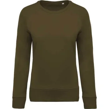 Dámská mikina Kariban Ladies’ Organic Cotton Crew Neck Raglan Sleeve Sweatshirt mikina, zelená (Forest Green)