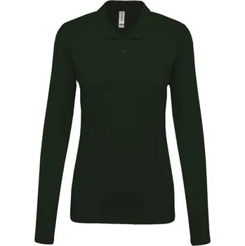 Kariban Ladies’ Long-sleeved PiquÉ Polo Shirt, zelená (Forest Green)