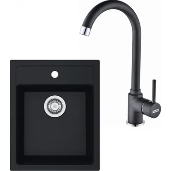 Tectonitový dřez FRANKE Set T52Č SID 610-40 černá + FP 9000.071 onyx