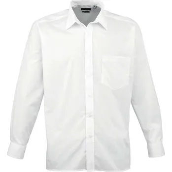 Pánské tričko Premier Men's Long Sleeve Poplin Shirt, bílá (White)