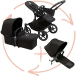BUGABOO Donkey5 Kompletní kočárek Black/Midnight Black + set pro sourozence