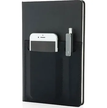 Zápisník Poznámkový blok Deluxe A5 s chytrými kapsami, černá, černá