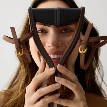 Dámské sandále Reserved - Kožené sandály na podpatku - hnědá - 566CP-88X - 566CP-88X-38