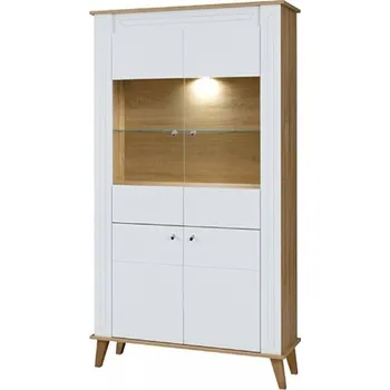 Obývací stěna Mlot Vitrína 105 Juma 3 Vyber LED osvětlení: bez LED osvětlení, Vyber barevné provedení: dub grand + bílý lesk