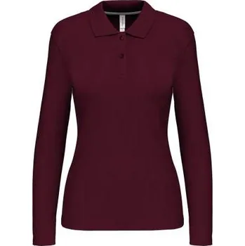 Dámské tričko Kariban Ladies' Long-sleeved Polo Shirt, červená (Maroon)