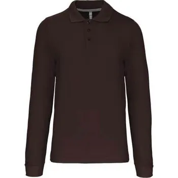 Kariban Men's Long-sleeved Polo Shirt, hnědá (Dark Chocolate)