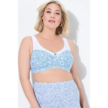 Podprsenka Ulla Popken, Plus size Odlehčující podprsenka, bez kostic, květy, košíčky C-F pro plnoštíhlé nadměrná velikost, 838588700-1107, modrý, 120E, Nadměrné velikosti, Plus size oblečení, Oblečení pro boubelky, Oblečení pro baculky, Oblečení pro plnoštíhlé, Oble