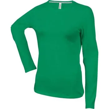 Kariban Ladies' Long-sleeved Crew Neck T-shirt, zelená (Kelly Green)