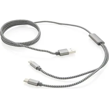 Datový kabel Opletený kabel 3 v 1, šedá