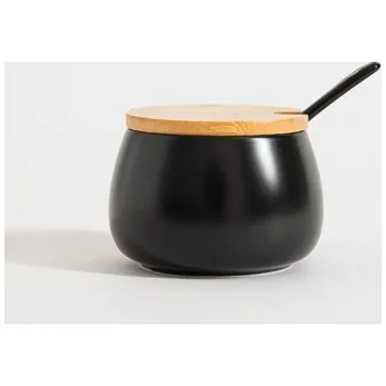 Cukřenka Černá porcelánová cukřenka BONA 9 cm