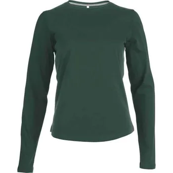 Kariban Ladies' Long-sleeved Crew Neck T-shirt, zelená (Forest Green)