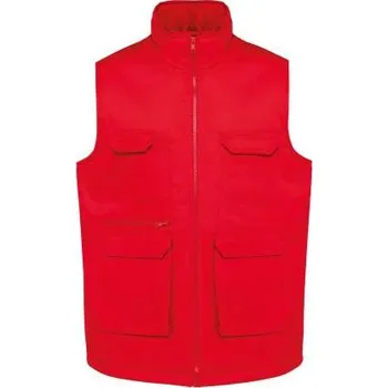 Pánská vesta Designed To Work Unisex Padded Multi-pocket Polycotton Vest, červená (Cherry Red)