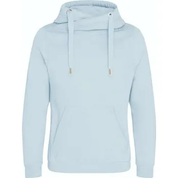 Pánská mikina Just Hoods Cross Neck Hoodie, modrá (Light Blue)