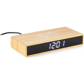 Hodiny Stolní hodiny s indukční nabíječkou INDUCTO, hnědá