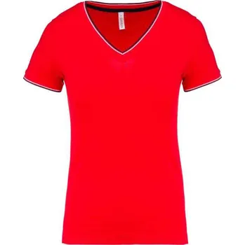 Dámské tričko Kariban Ladies' PiquÉ Knit V-neck T-shirt, červená (Red)