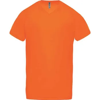 Pánské tričko Proact Men’s V-neck Short Sleeve Sports T-shirt, oranžová (Safety Orange)