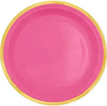 Talíř Papírové talíře fuchsiové Classic Gold 18 cm – 6 ks