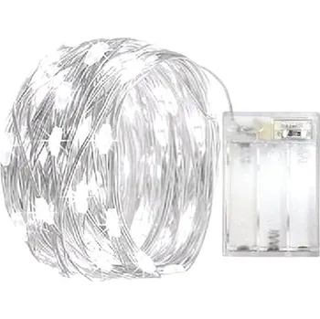 Vánoční dekorace Vánoční mikro řetěz na baterie 10 m 100 LED s časovačem, studená bílá