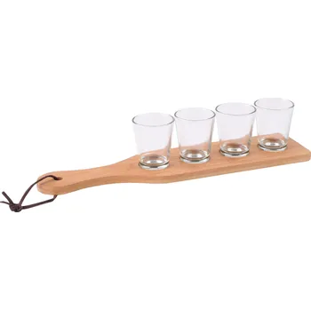 Tác s panáky BAMBOO PARTY, hnědá