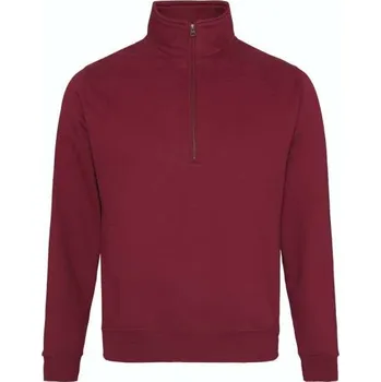 Pánská mikina Just Hoods Sophomore 1/4 Zip Sweat, červená (Maroon)