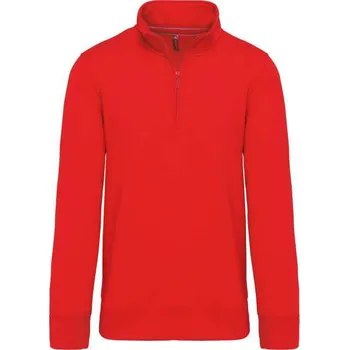 Pánská mikina Kariban Zipped Neck Sweatshirt mikina, červená (Cherry Red)