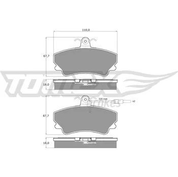 Brzdová destička Sada brzdových destiček, kotoučová brzda TOMEX TX 13-48