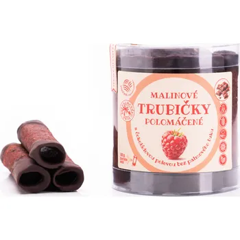 Sušené ovoce Malinové trubičky polomáčené s čokoládovou polevou bez palmového tuku 18ks (220g)