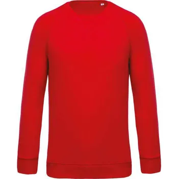 Pánská mikina Kariban Men's Organic Cotton Crew Neck Raglan Sleeve Sweatshirt mikina, červená (Cherry Red)