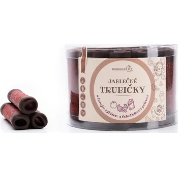 Sušené ovoce Jablečné trubičky s čokoládovou polevou a černým rybízem 43ks (540g)