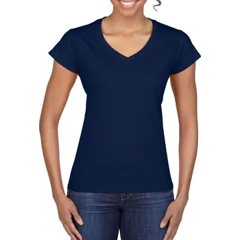 Pánské tričko Gildan Softstyle® Ladies' V-neck T-shirt, modrá (Navy)