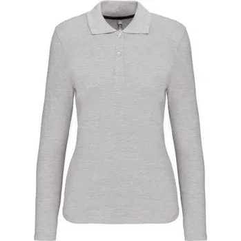 Kariban Ladies' Long-sleeved Polo Shirt, šedá (Ice Grey)