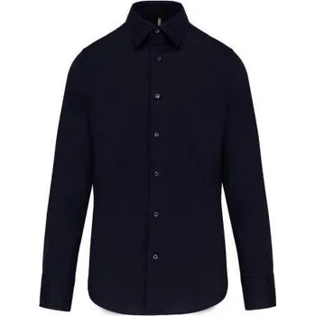 Zdravotnický oděv Kariban Long-sleeved Cotton/elastane Shirt, modrá (Navy)