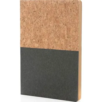 Zápisník Korkový a kraftový poznámkový blok A5, černá, černá