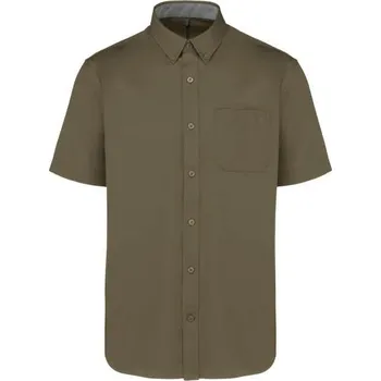 Pánská košile Kariban Men's Ariana Iii Short Sleeve Cotton Shirt, zelená (Military Green)