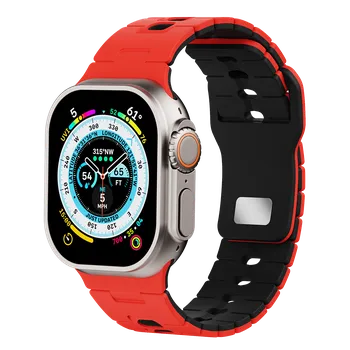 Chytré hodinky Perforovaný dvojbarevný řemínek pro Apple Watch 42/44/45/46/49mm Barva: Červeno-Černý