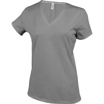 Dámské tričko Kariban Ladies' Short-sleeved V-neck T-shirt, šedá (Ice Grey)