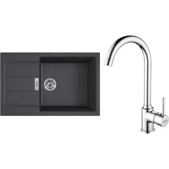Tectonitový dřez FRANKE Set T106Č S2D 611-78 XL černá + FP 9000.031
