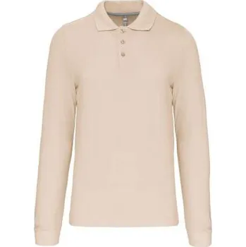 Kariban Men's Long-sleeved Polo Shirt, hnědá (Natural)