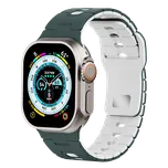 Perforovaný dvojbarevný řemínek pro Apple Watch 38/40/41/42(S10)mm Barva: Tmavězeleno-bílý