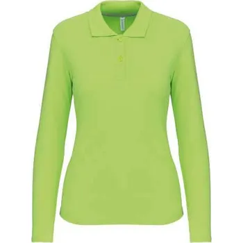 Kariban Ladies' Long-sleeved Polo Shirt, zelená (Lime)