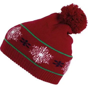 Čepice K-up Beanie With Christmas Patterns, červená (Cherry Red)