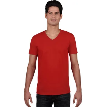 Chlapecké tričko Gildan Softstyle® Adult V-neck T-shirt, červená (Red)