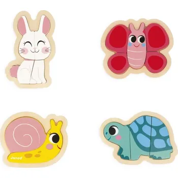 Dřevěná hračka Janod Moje první dřevěné puzzle Zahrádka 4v1