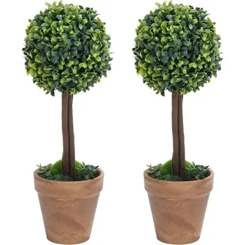 Bytová dekorace vidaXL Umělé zimostrázy ve tvaru koule 2 ks s květináči zelené 56 cm [336517]